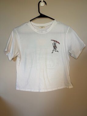 Philosophy White Tee with Small Red Kayak Graphic